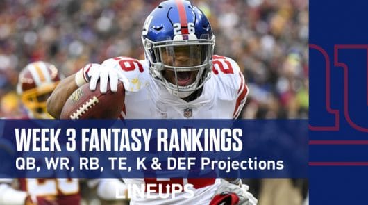 Week 3 Fantasy Football PPR Rankings & Projections (Updated: Sunday & Monday Only)