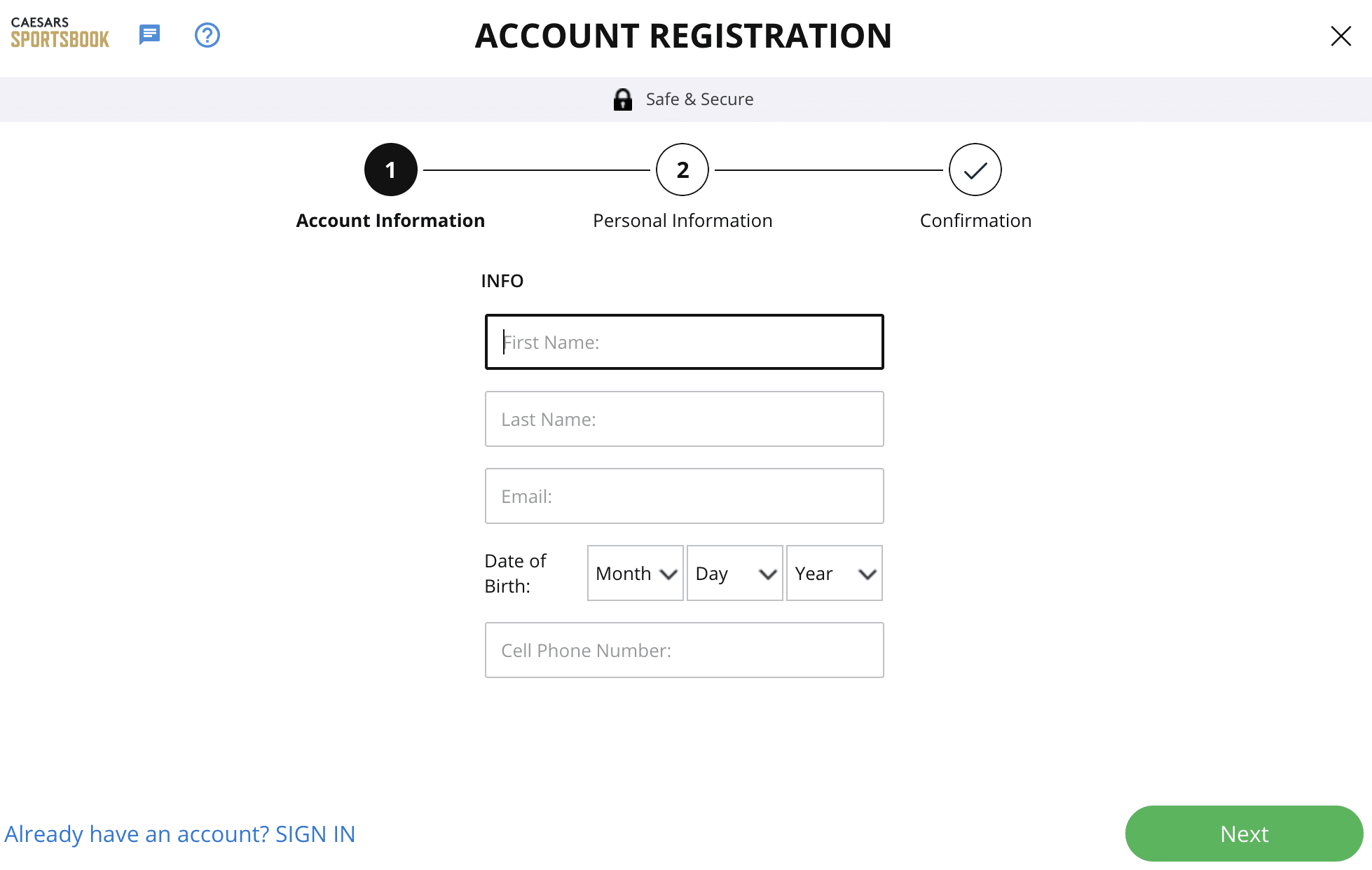 Caesars Signup