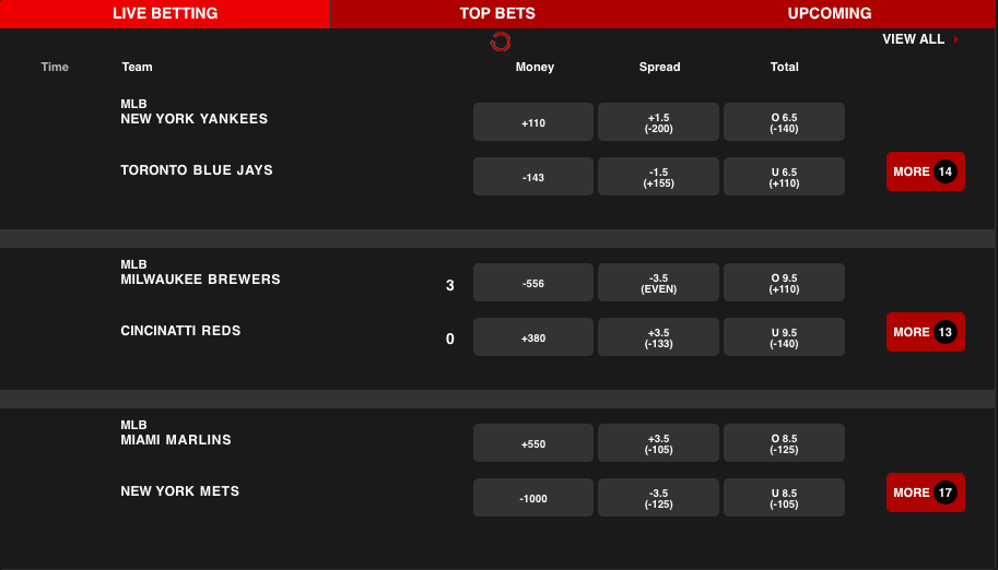 Bally Bet Interface