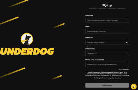 Underdog Signup Page