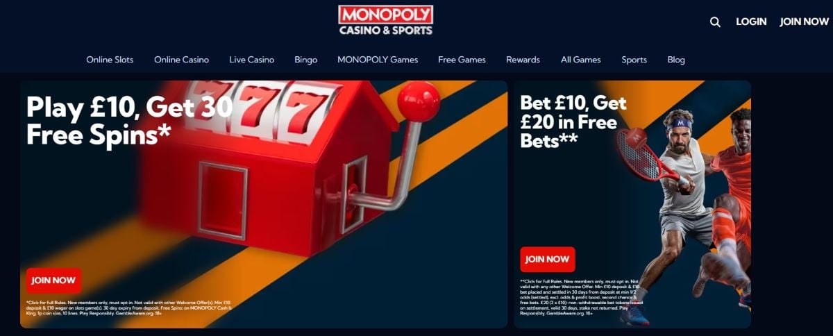 Monopoly Casino Alberta homepage offer