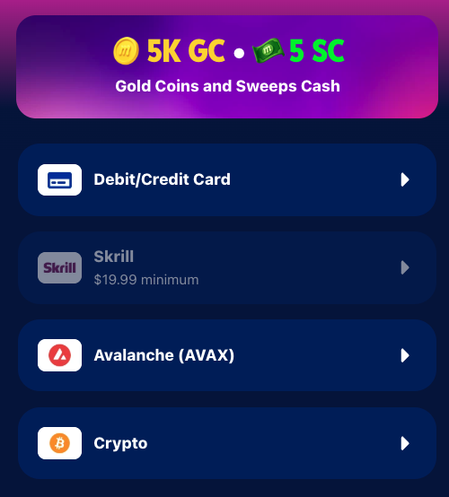 MyPrize Casino payment methods