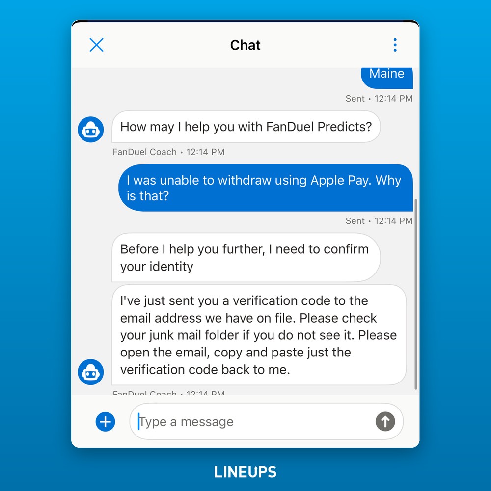 Live chat with FanDuel Coach