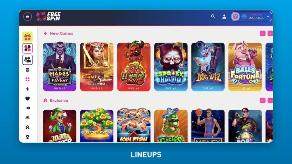 FreeSpin game lobby