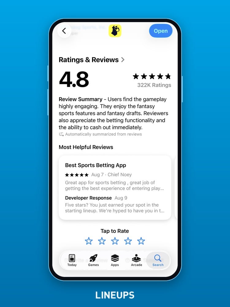 Underdog iOS rating