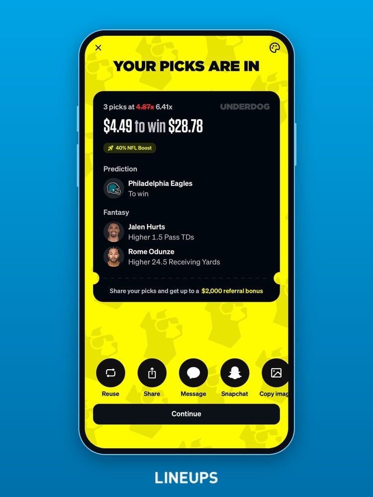 Referral prompt after submitting picks