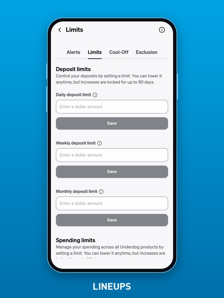 Responsible Trading limits page